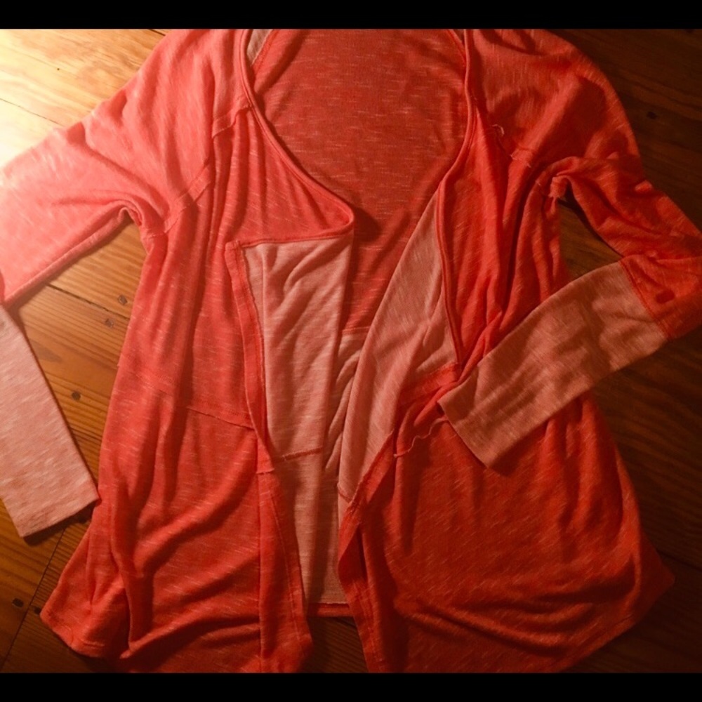 Lightweight Coral Open Cardigan